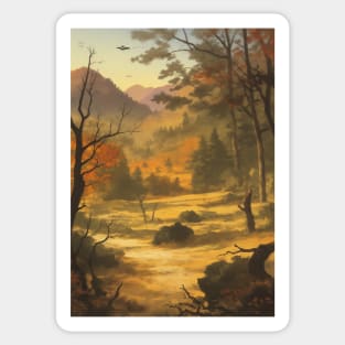 Lonely Autumn Scene - Cool Fall Breeze Sticker